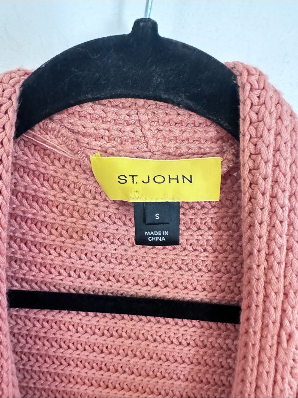 ST. JOHN S cable knit peach-white waterfall open drop sleeve quiet luxury vest - Picture 6 of 13